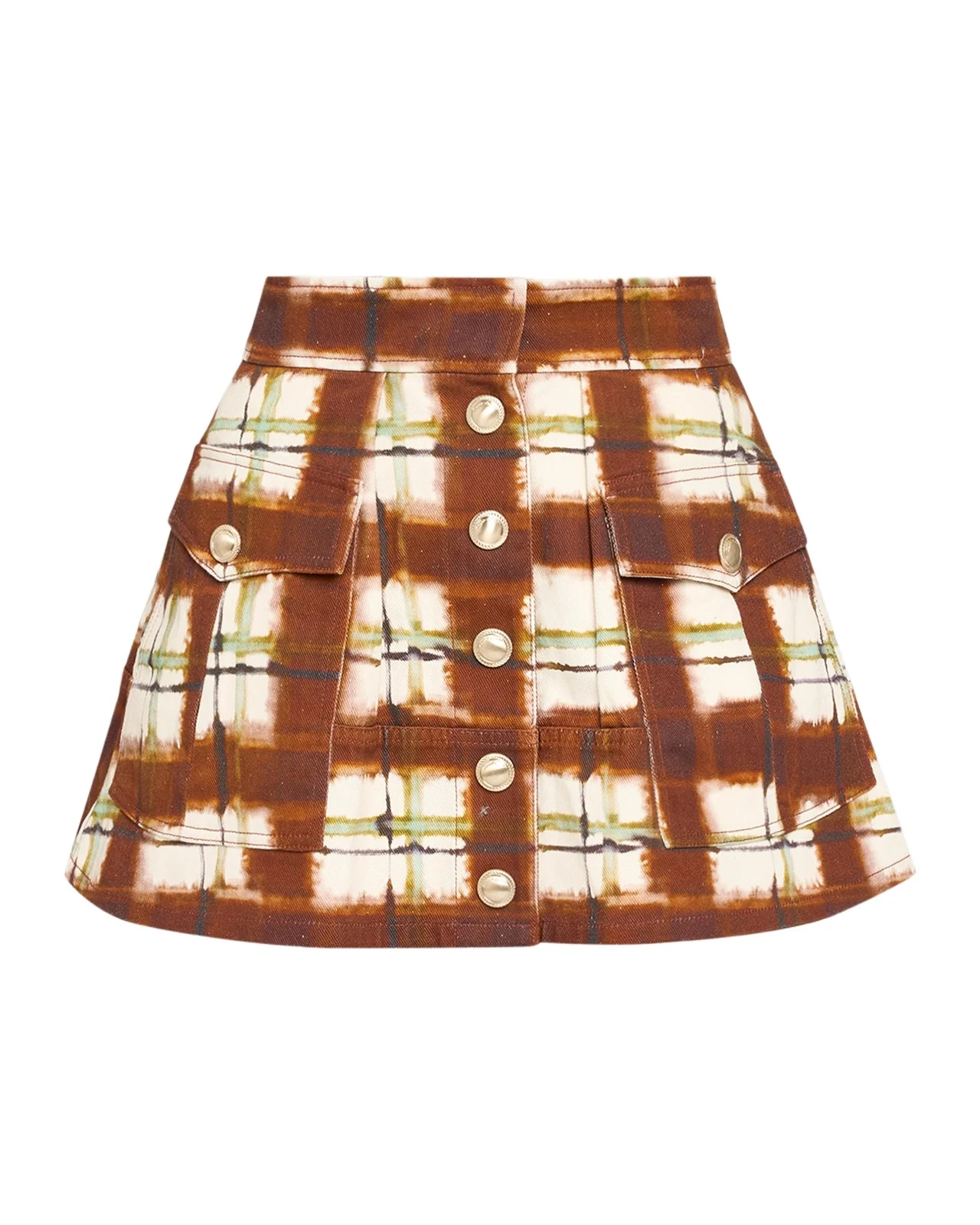 Cara Cara Fatima Plaid Cotton Canvas Mini Skirt