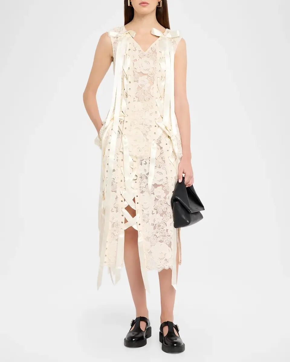 Simone Rocha Unravelling Ribbon Ring Lace Midi Skirt | Thumbnail 2 Simone Rocha Unravelling Ribbon Ring Lace Midi Skirt | Thumbnail 2