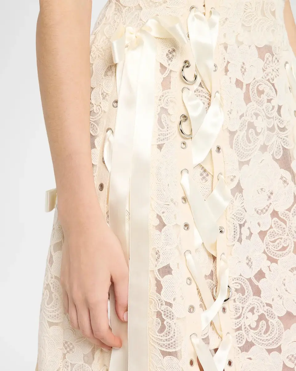 Simone Rocha Unravelling Ribbon Ring Lace Midi Skirt | Thumbnail 5 Simone Rocha Unravelling Ribbon Ring Lace Midi Skirt | Thumbnail 5