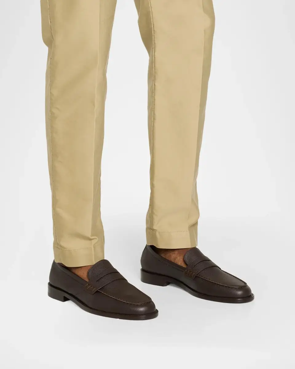 Manolo Blahnik Men's Perry Grained Leather Penny Loafers | Thumbnail 2