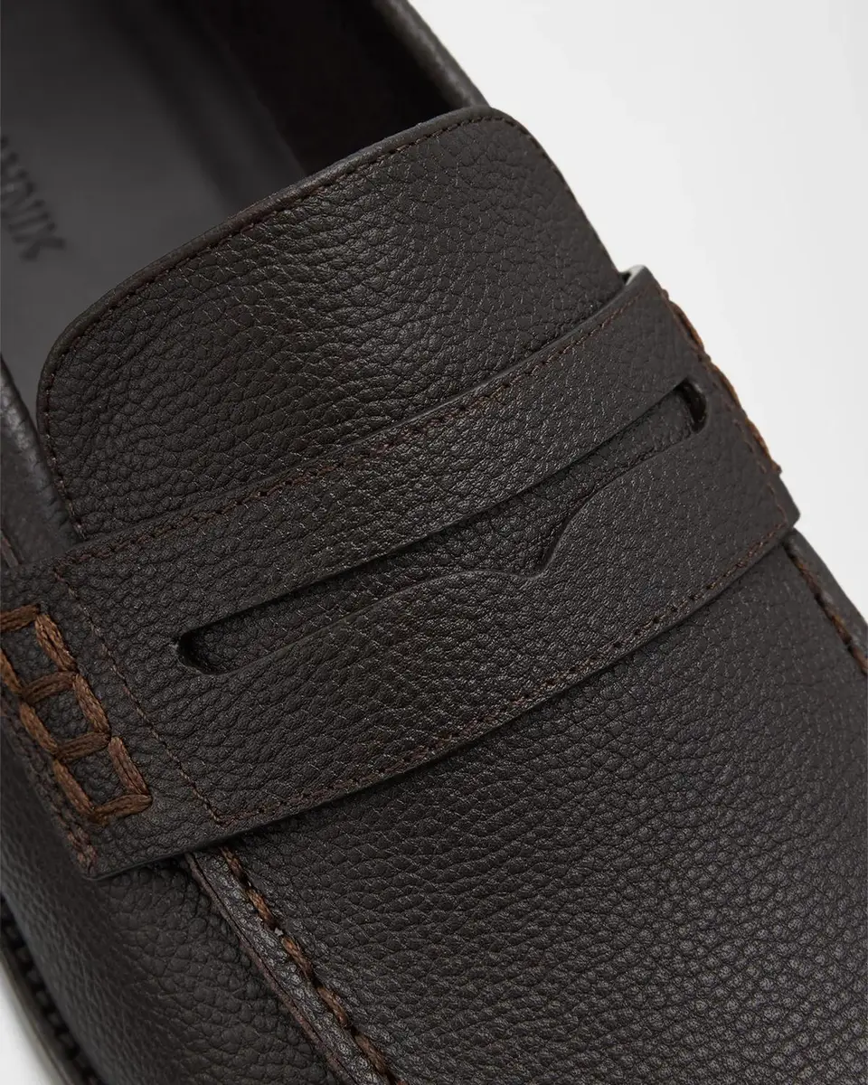 Manolo Blahnik Men's Perry Grained Leather Penny Loafers | Thumbnail 5