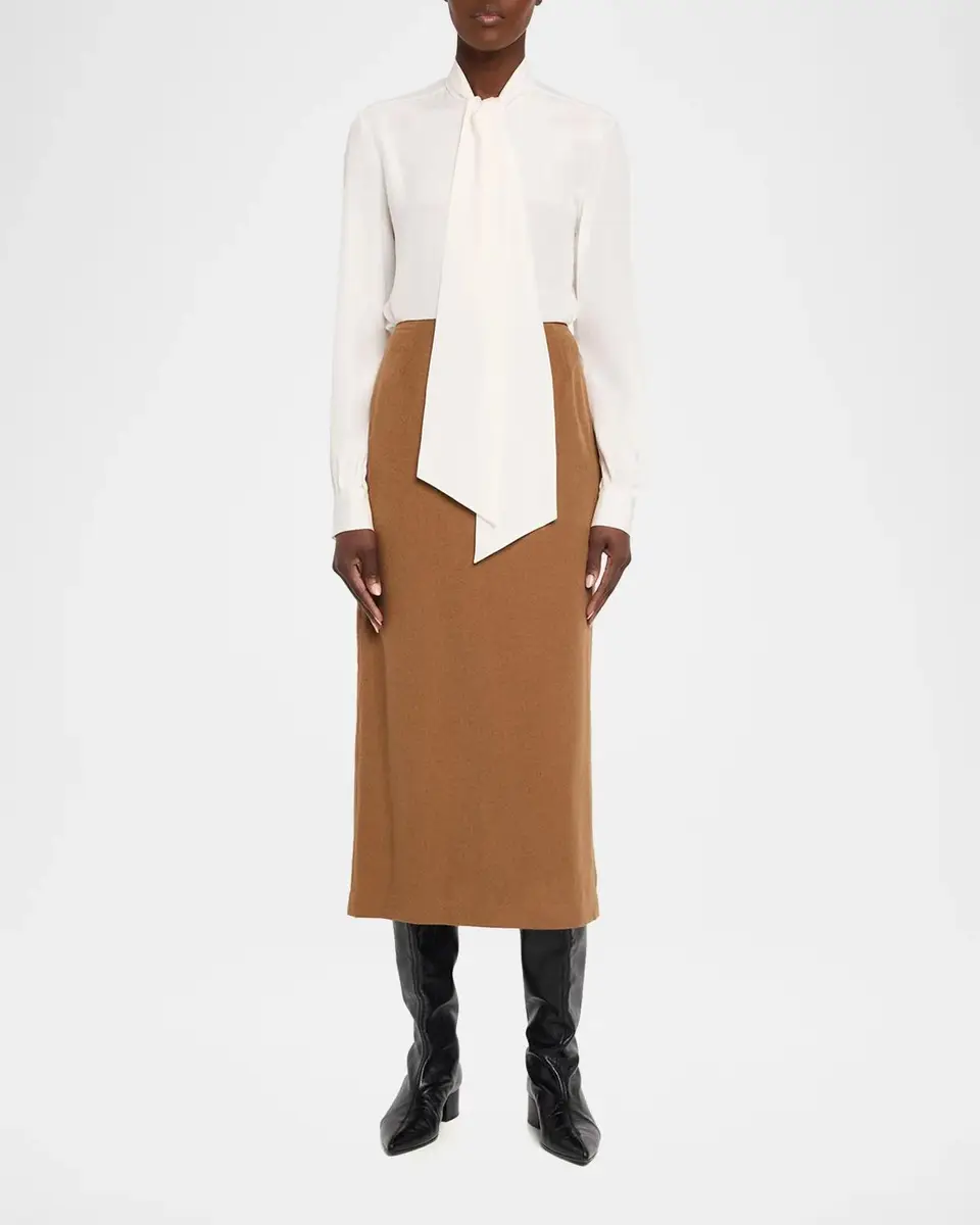 Lafayette 148 New York Tie-Neck Silk Georgette Blouse | Thumbnail 2