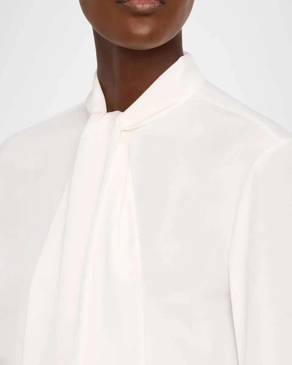 Lafayette 148 New York Tie-Neck Silk Georgette Blouse | Thumbnail 5