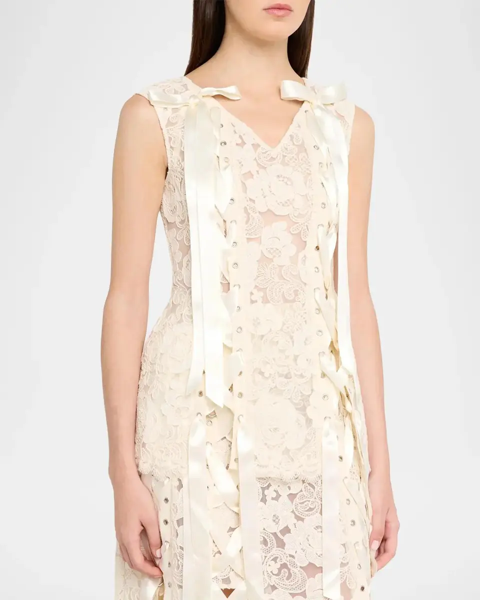 Simone Rocha Unraveling Ribbon Sleeveless Portrait Top | Thumbnail 4 Simone Rocha Unraveling Ribbon Sleeveless Portrait Top | Thumbnail 4