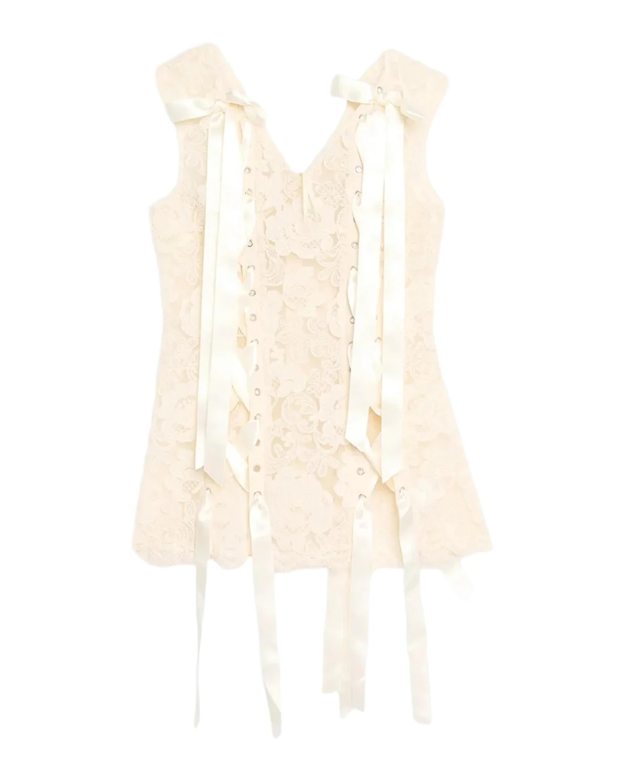Simone Rocha Unraveling Ribbon Sleeveless Portrait Top
