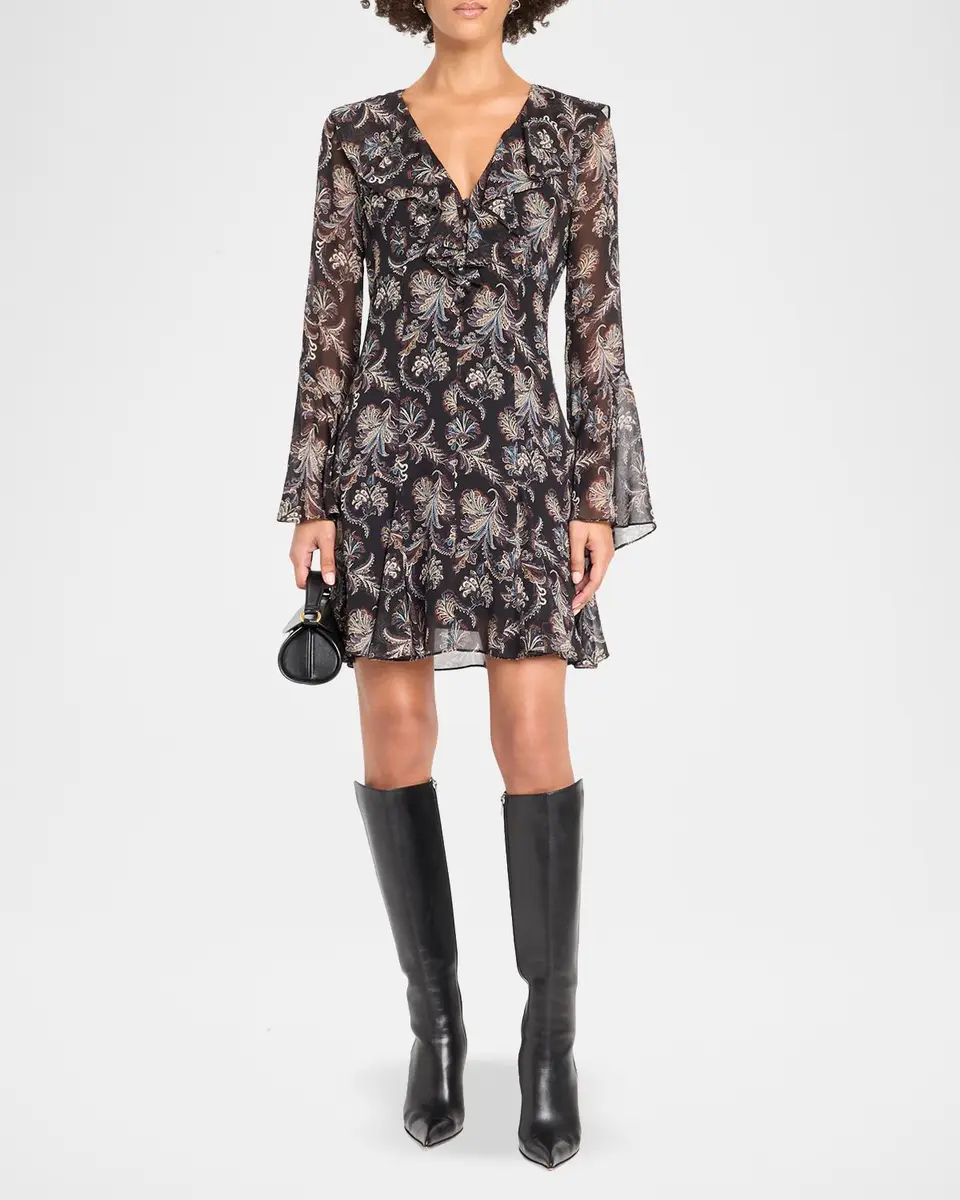 Veronica Beard Adrienne Paisley Silk Ruffle Minidress | Thumbnail 2 Veronica Beard Adrienne Paisley Silk Ruffle Minidress | Thumbnail 2