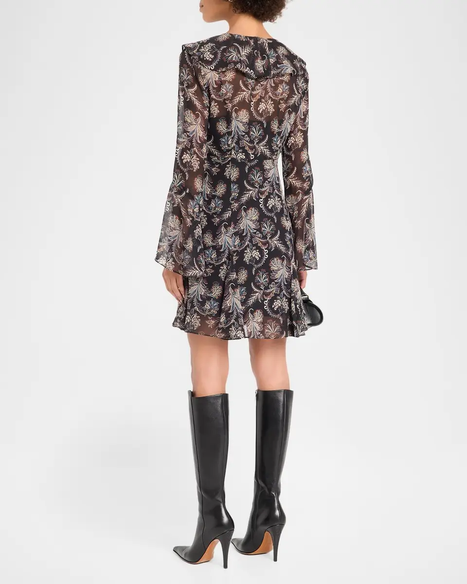 Veronica Beard Adrienne Paisley Silk Ruffle Minidress | Thumbnail 3 Veronica Beard Adrienne Paisley Silk Ruffle Minidress | Thumbnail 3