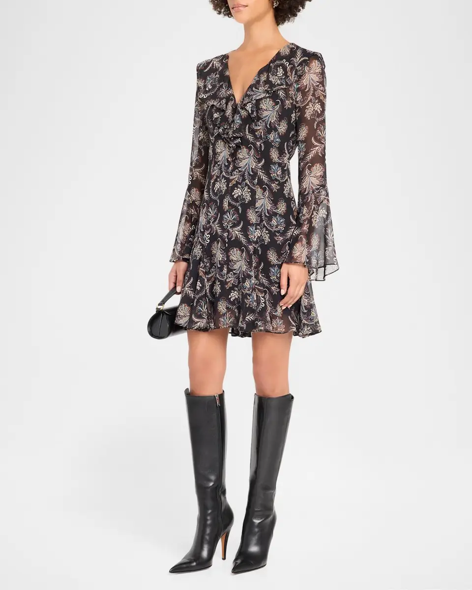 Veronica Beard Adrienne Paisley Silk Ruffle Minidress | Thumbnail 4 Veronica Beard Adrienne Paisley Silk Ruffle Minidress | Thumbnail 4