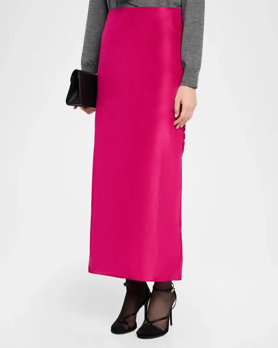 Valentino Garavani Pleated Bow Silk Satin Midi Skirt | Thumbnail 4 Valentino Garavani Pleated Bow Silk Satin Midi Skirt | Thumbnail 4