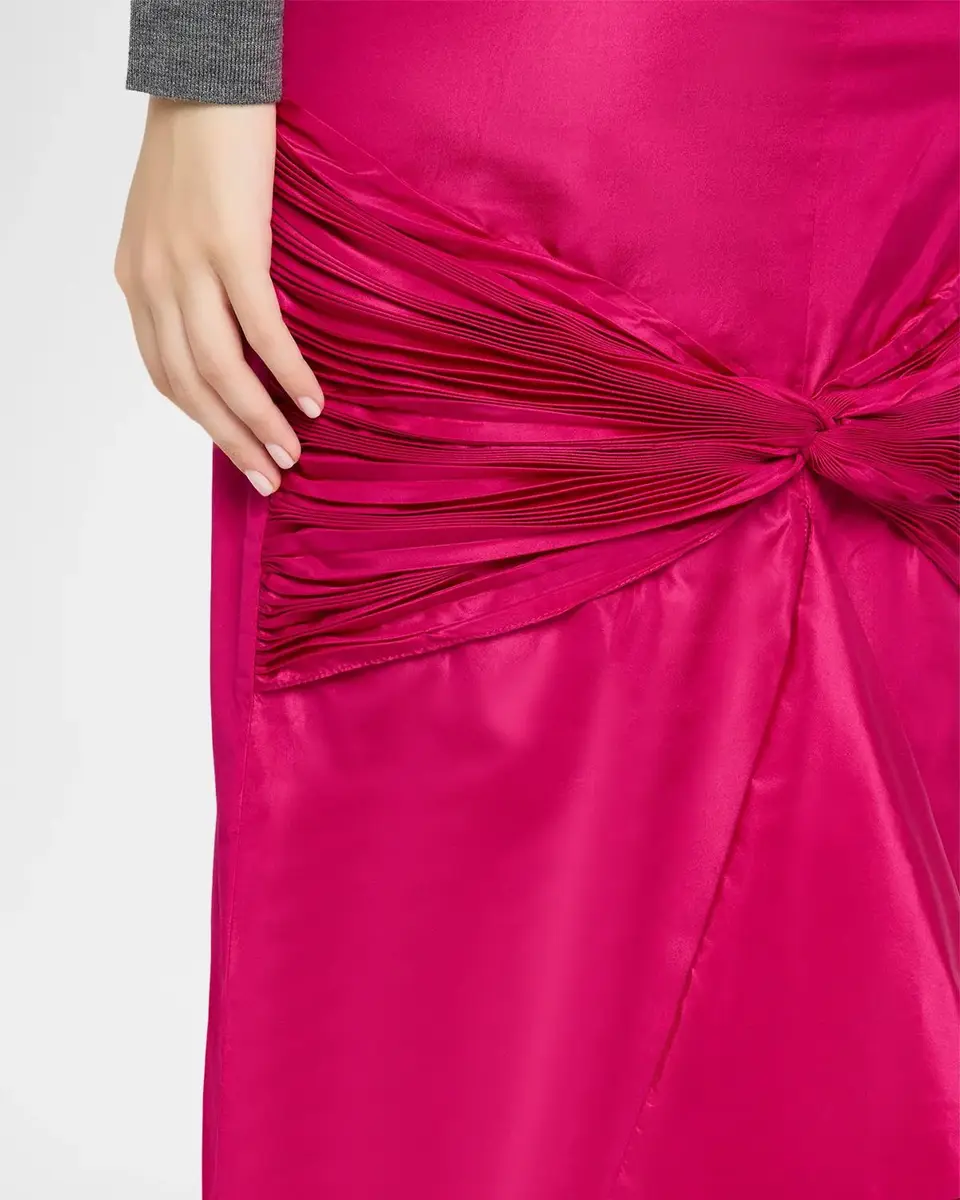 Valentino Garavani Pleated Bow Silk Satin Midi Skirt | Thumbnail 5 Valentino Garavani Pleated Bow Silk Satin Midi Skirt | Thumbnail 5