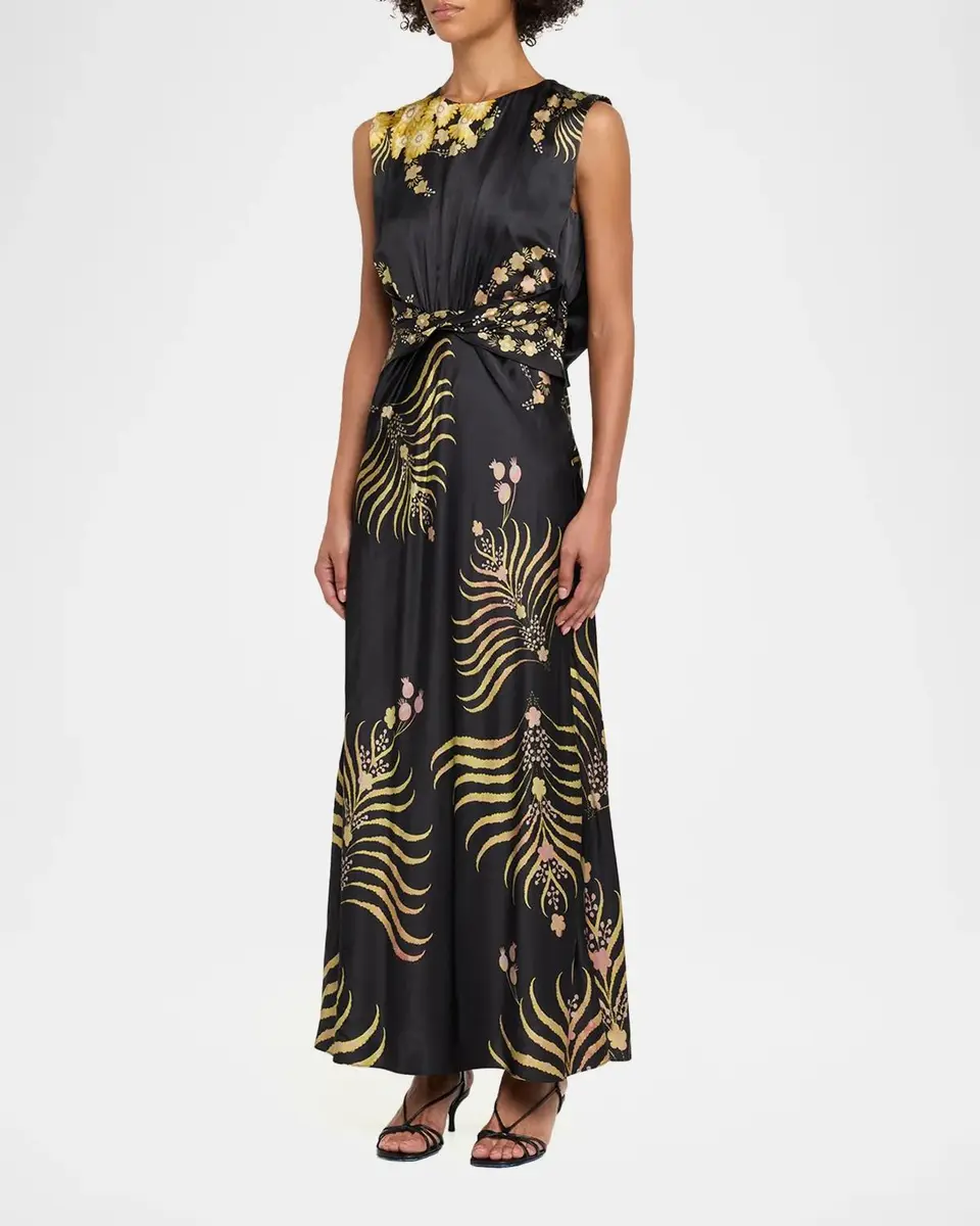 Saloni Gwen Printed Silk Dress | Thumbnail 4 Saloni Gwen Printed Silk Dress | Thumbnail 4