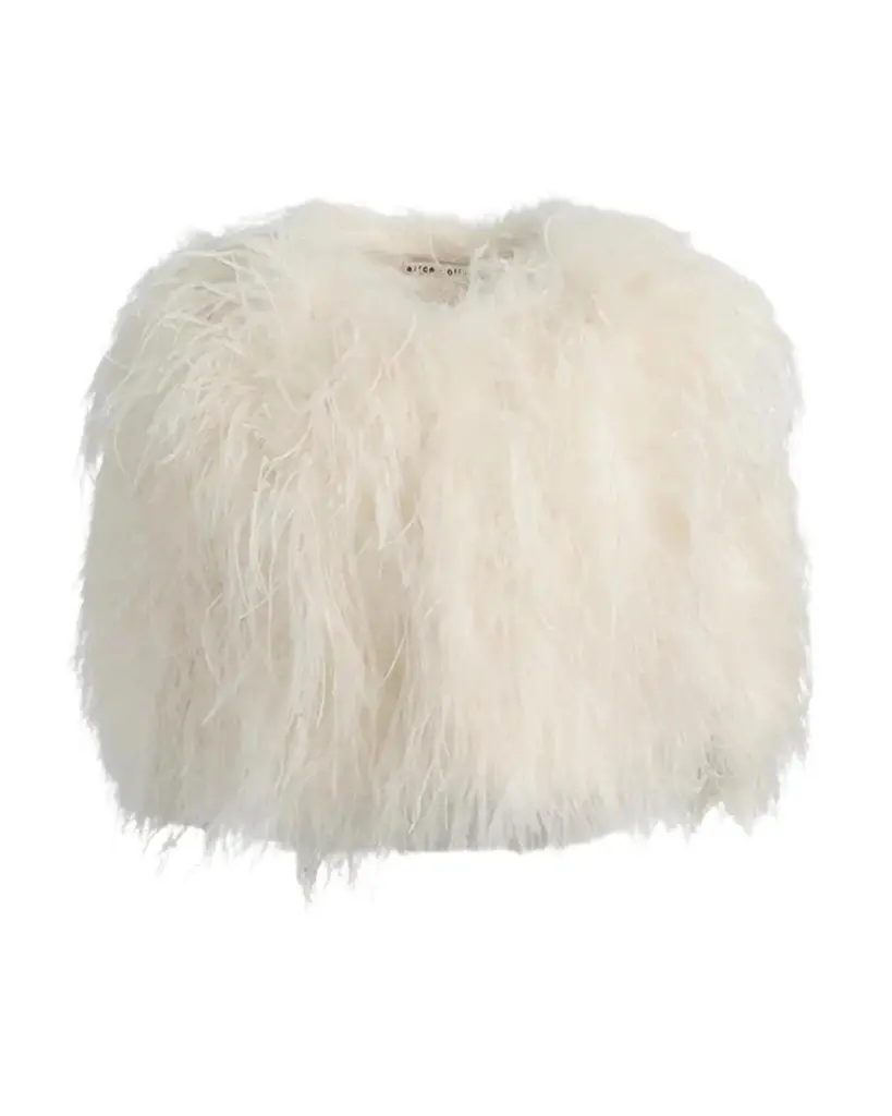 Alice + Olivia Kidman 3/4 Sleeve Feather Capelet