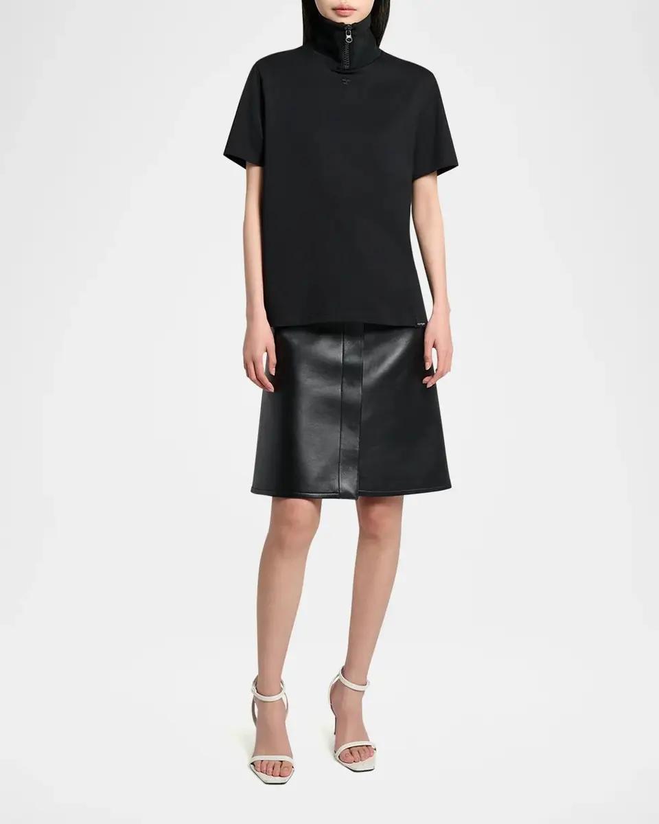 Courrèges Cotton Ribbed Stand-Collar T-Shirt | Thumbnail 2 Courrèges Cotton Ribbed Stand-Collar T-Shirt | Thumbnail 2