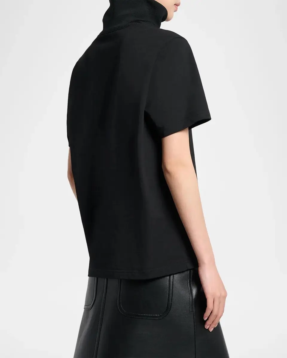 Courrèges Cotton Ribbed Stand-Collar T-Shirt | Thumbnail 3 Courrèges Cotton Ribbed Stand-Collar T-Shirt | Thumbnail 3