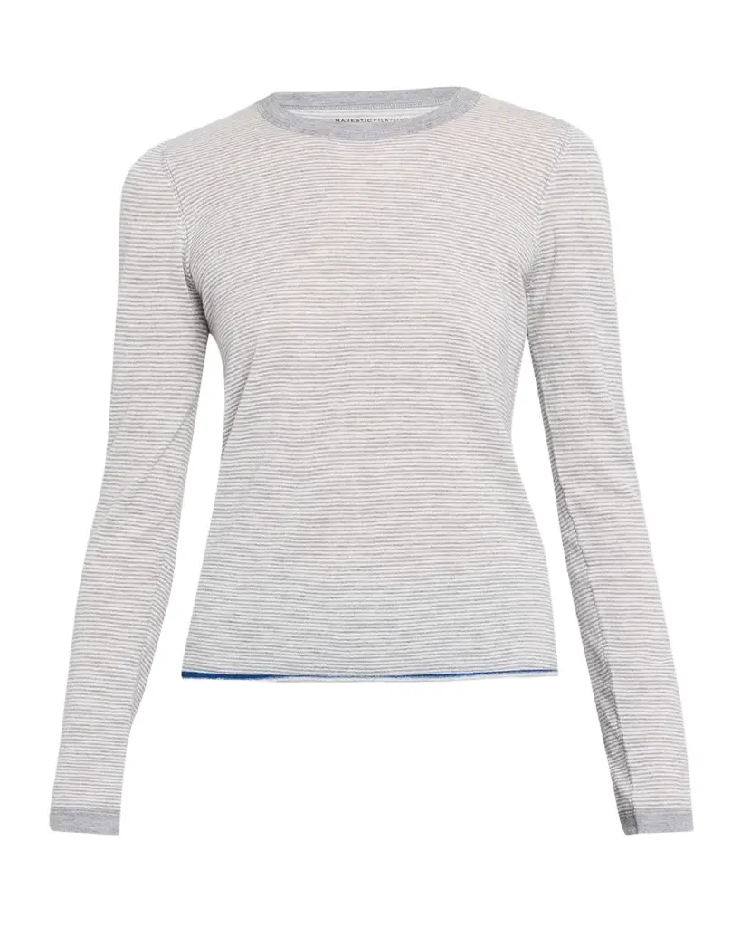 MAJESTIC FILATURES Cashmere Striped Knit Sweater