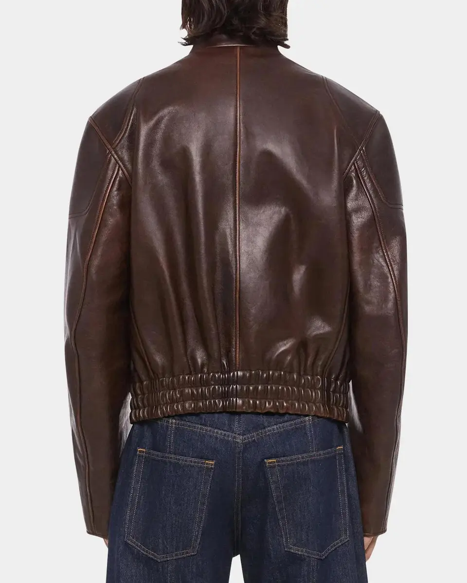 Helmut Lang Men's Leather Concealed-Zip Moto Jacket | Thumbnail 3 Helmut Lang Men's Leather Concealed-Zip Moto Jacket | Thumbnail 3