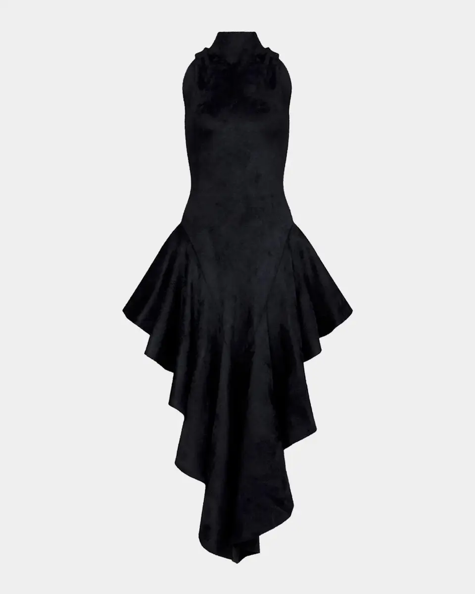 Alaïa Mock-Neck Sleeveless Sculpted Pointed Midi Dress | Thumbnail 2