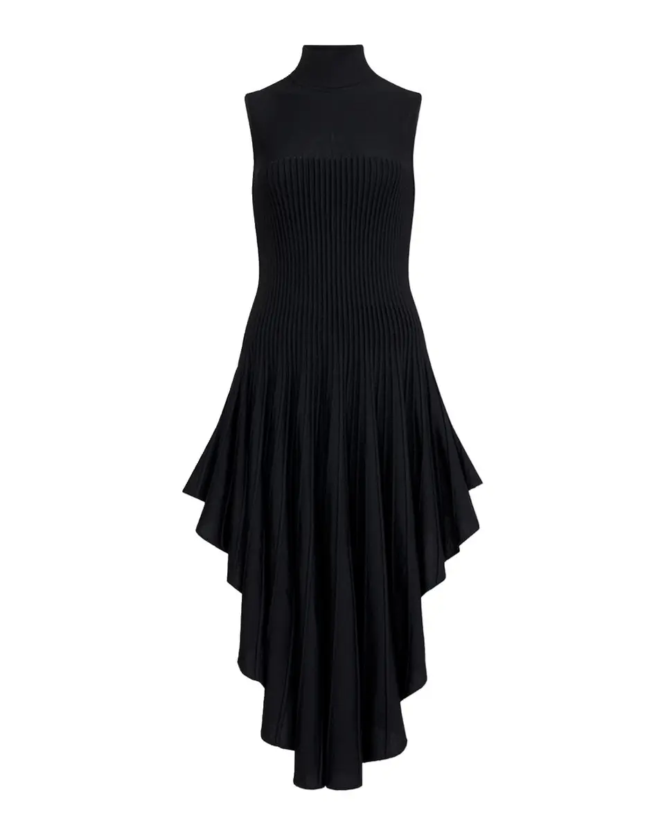 Alaïa Mock-Neck Sleeveless Sculpted Pointed Midi Dress | Thumbnail 3