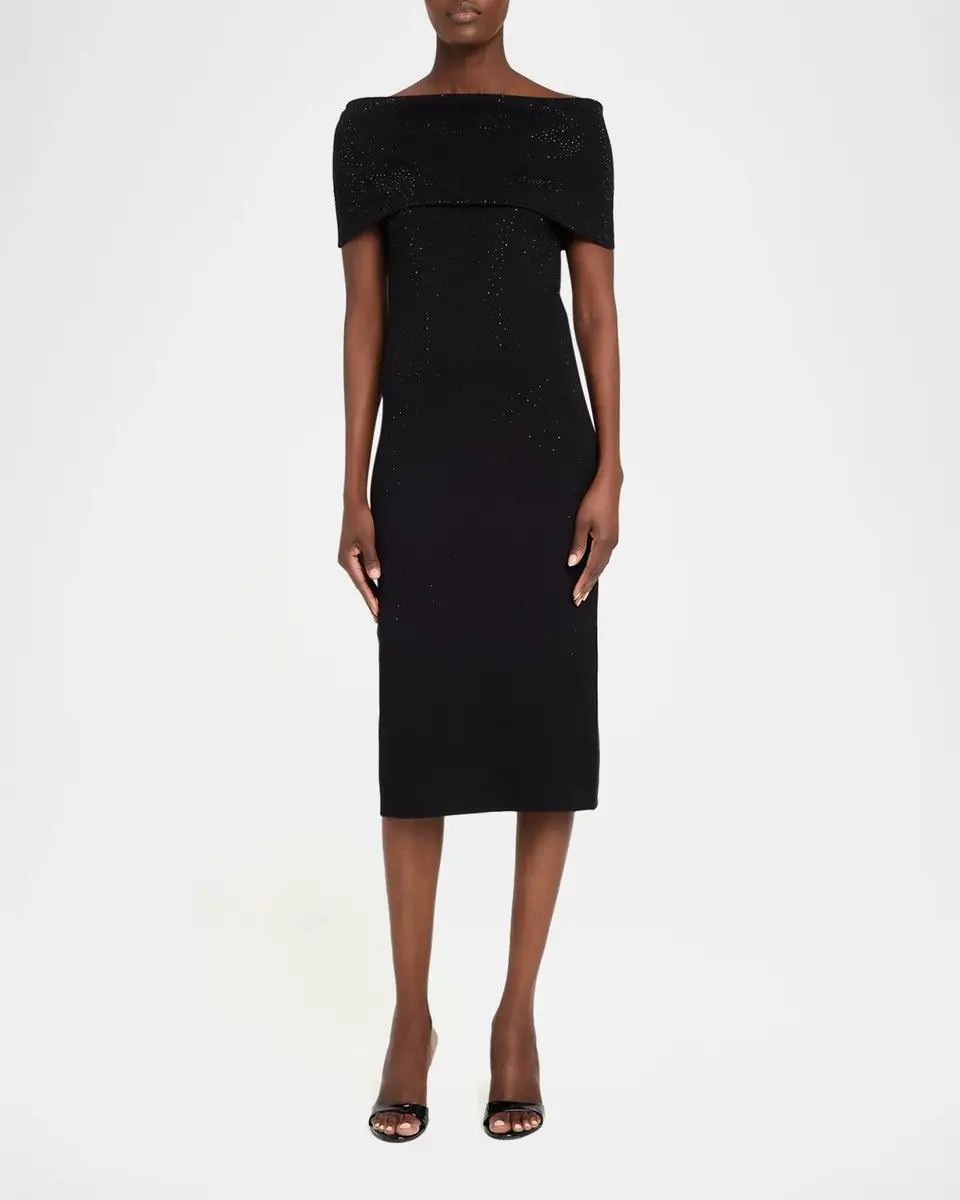 Rickie Freeman for Teri Jon Off-Shoulder Rhinestone Bodycon Midi Dress | Thumbnail 2 Rickie Freeman for Teri Jon Off-Shoulder Rhinestone Bodycon Midi Dress | Thumbnail 2