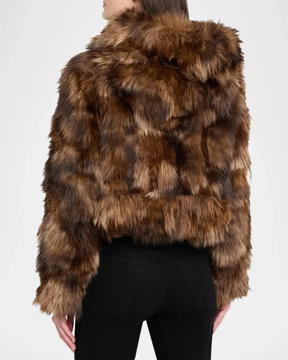 Cinq à Sept Patchwork Faux Fur Cropped Jacket | Thumbnail 3 Cinq à Sept Patchwork Faux Fur Cropped Jacket | Thumbnail 3