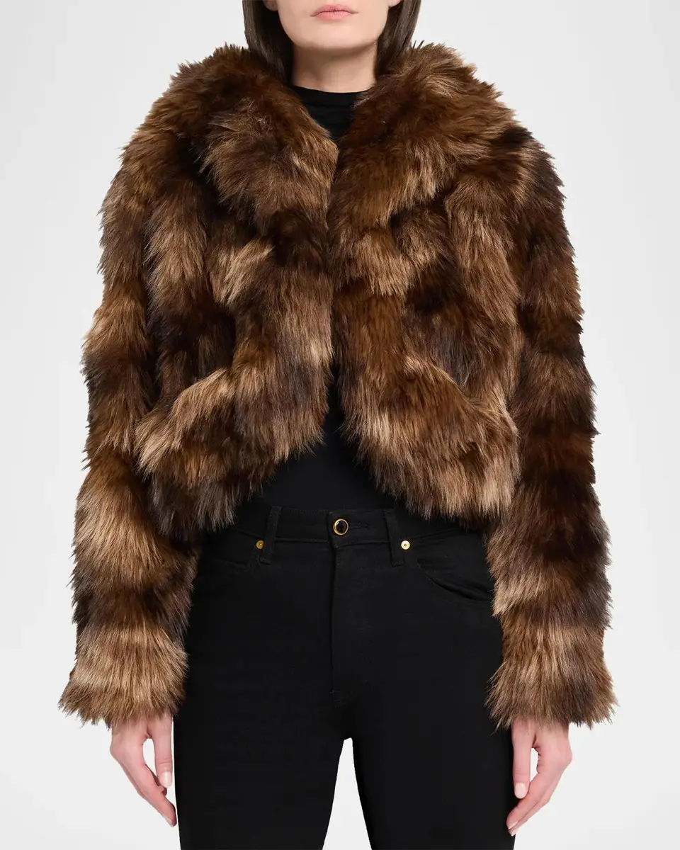 Cinq à Sept Patchwork Faux Fur Cropped Jacket | Thumbnail 4 Cinq à Sept Patchwork Faux Fur Cropped Jacket | Thumbnail 4