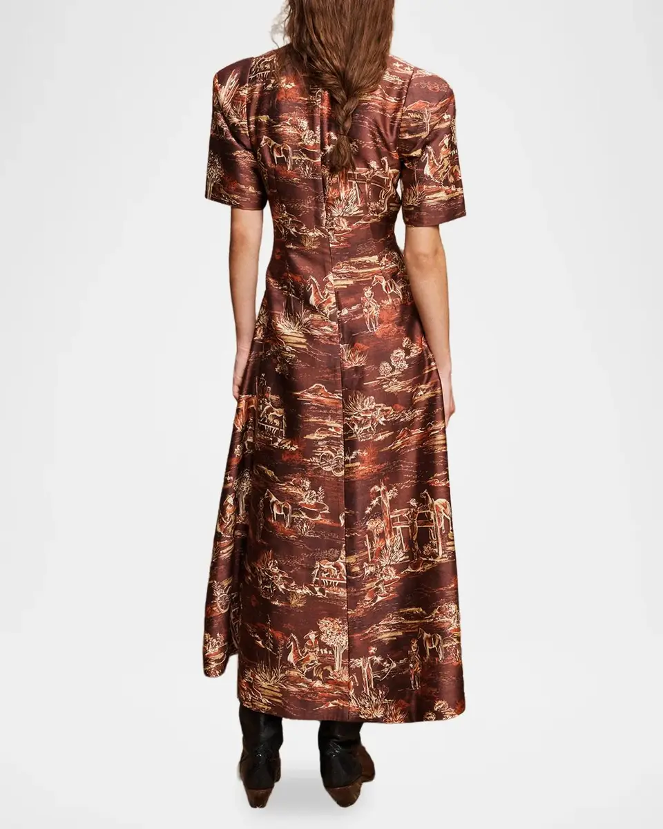 ALÉMAIS Ezra Western Toile Button-Front Midi Dress | Thumbnail 3 ALÉMAIS Ezra Western Toile Button-Front Midi Dress | Thumbnail 3