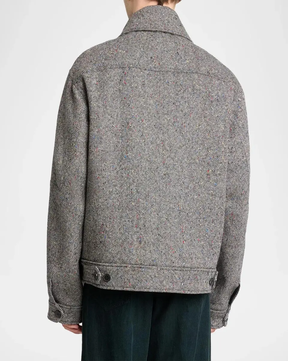 Dries Van Noten Men's Tweed Wool Full-Zip Jacket | Thumbnail 3