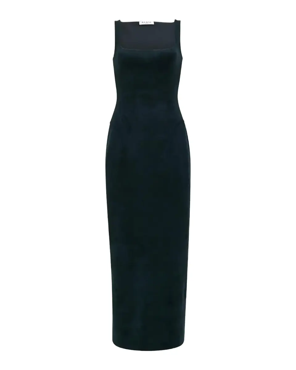 Alaïa Sleeveless Velvet Bodycon Midi Dress | Thumbnail 2 Alaïa Sleeveless Velvet Bodycon Midi Dress | Thumbnail 2