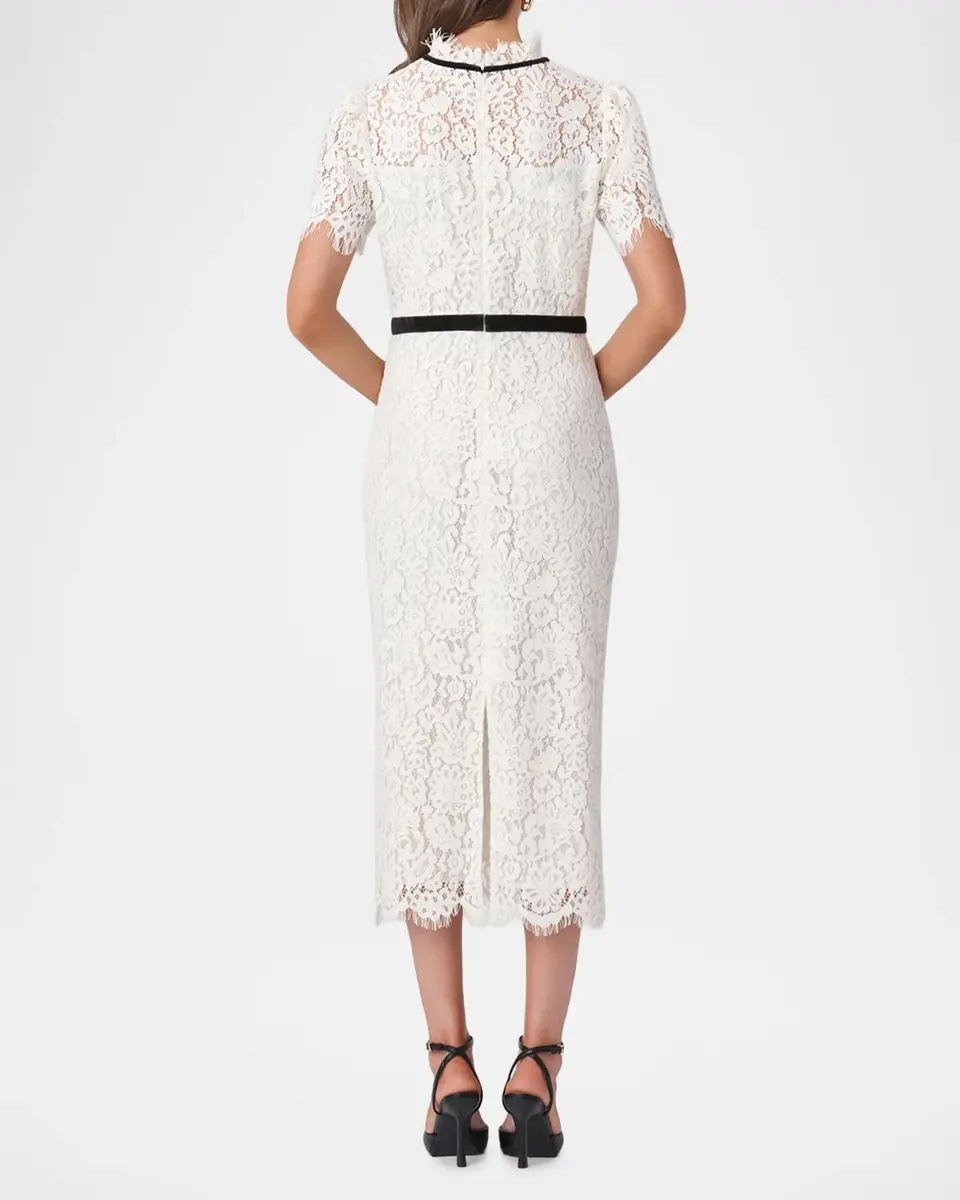 Shoshanna Elyse Floral Velvet Lace Midi Dress | Thumbnail 3 Shoshanna Elyse Floral Velvet Lace Midi Dress | Thumbnail 3