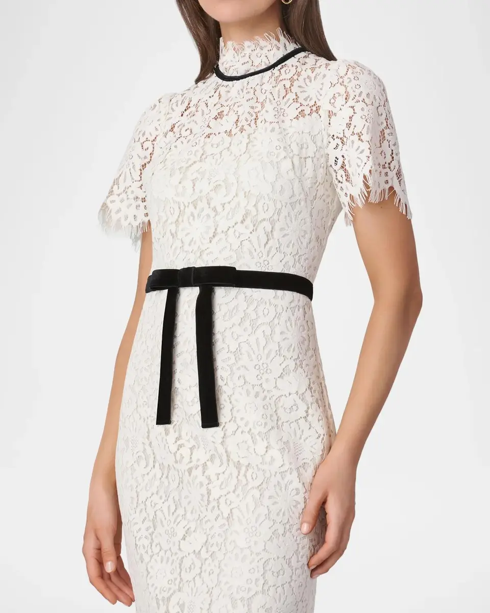 Shoshanna Elyse Floral Velvet Lace Midi Dress | Thumbnail 4 Shoshanna Elyse Floral Velvet Lace Midi Dress | Thumbnail 4