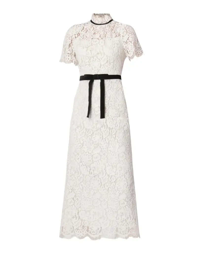 Shoshanna Elyse Floral Velvet Lace Midi Dress