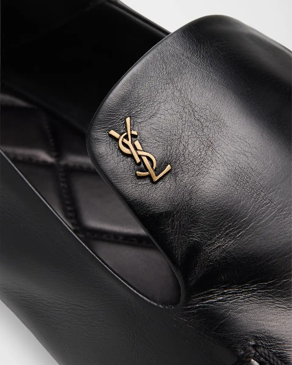 Saint Laurent Men's YSL Leather Collapsible-Heel Loafers | Thumbnail 5 Saint Laurent Men's YSL Leather Collapsible-Heel Loafers | Thumbnail 5