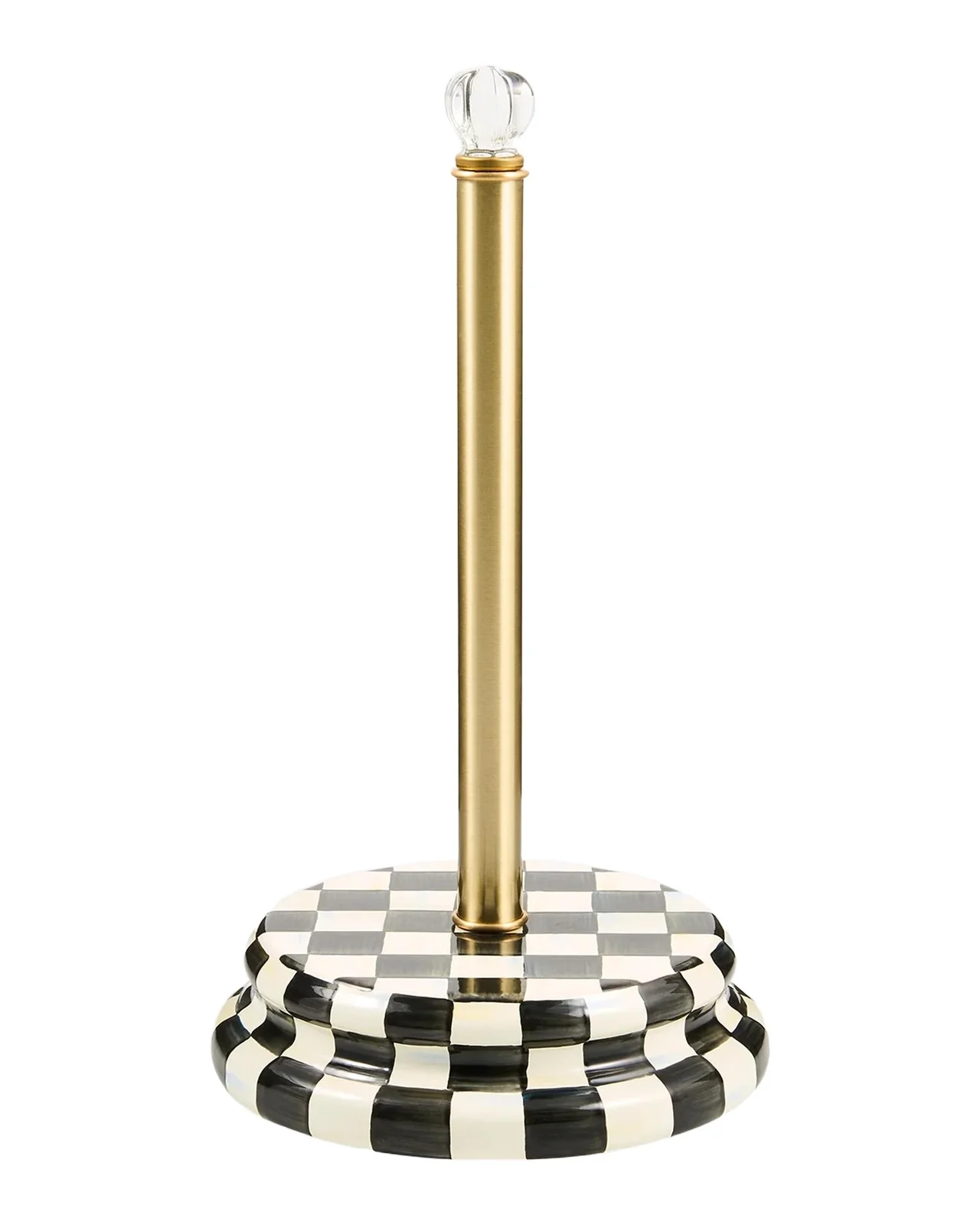 MacKenzie-Childs Courtly Check Stainless Steel & Glass Paper Towel Holder