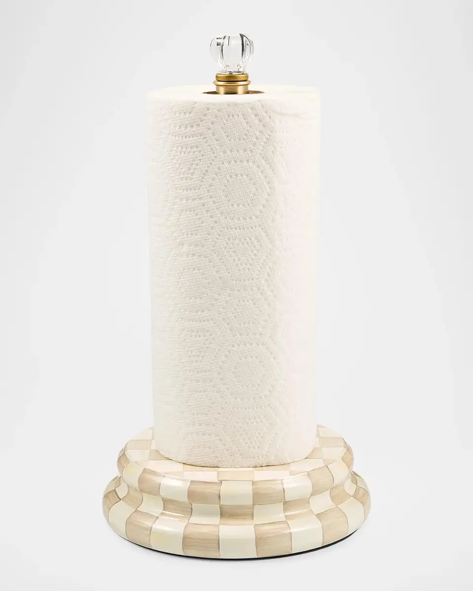 MacKenzie-Childs Mocha Check Paper Towel Holder | Thumbnail 2 MacKenzie-Childs Mocha Check Paper Towel Holder | Thumbnail 2