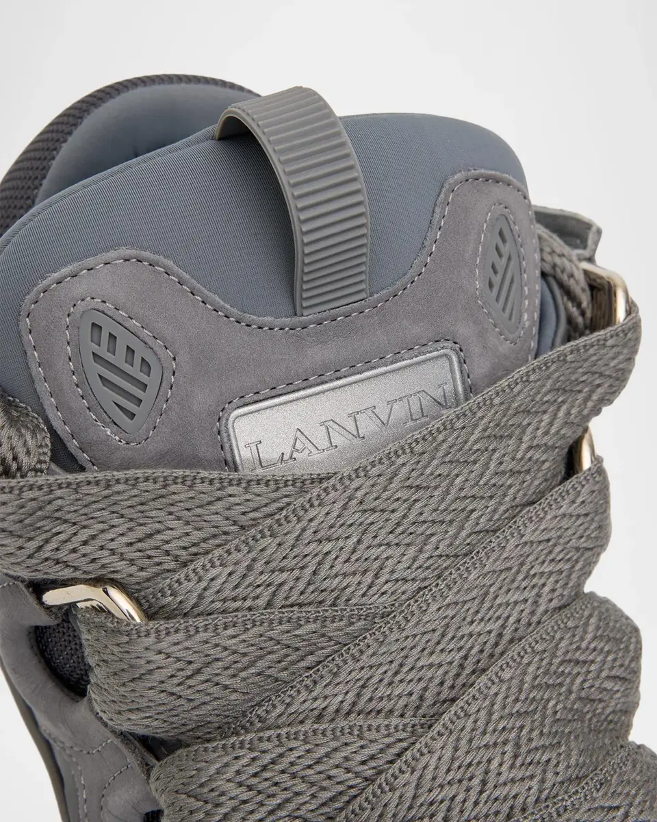 Lanvin Men's Curb Tonal Suede and Mesh Sneakers | Thumbnail 4 Lanvin Men's Curb Tonal Suede and Mesh Sneakers | Thumbnail 4