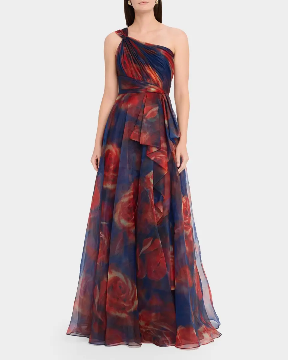 THEIA Meadow One-Shoulder Floral Organza Gown | Thumbnail 2 THEIA Meadow One-Shoulder Floral Organza Gown | Thumbnail 2