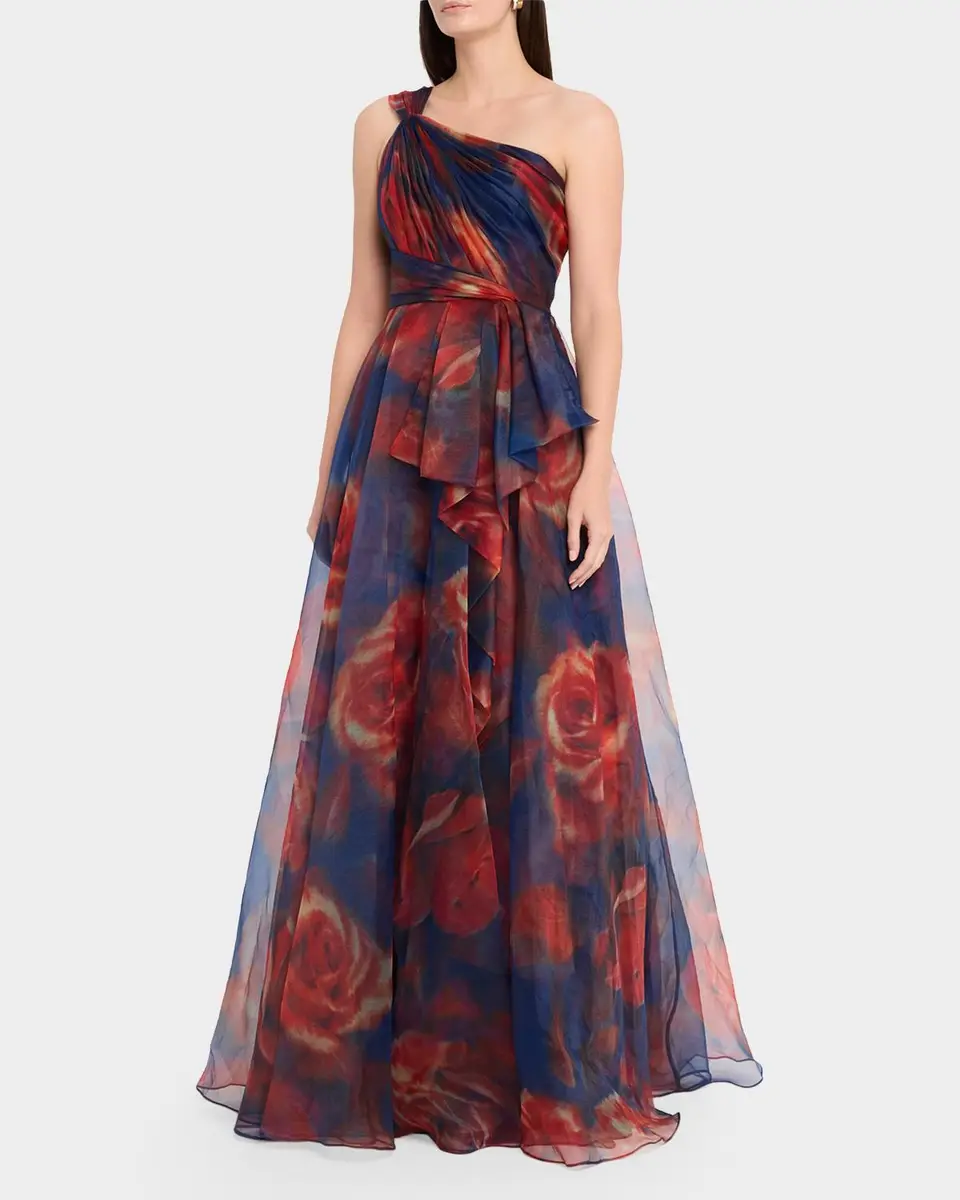 THEIA Meadow One-Shoulder Floral Organza Gown | Thumbnail 4 THEIA Meadow One-Shoulder Floral Organza Gown | Thumbnail 4