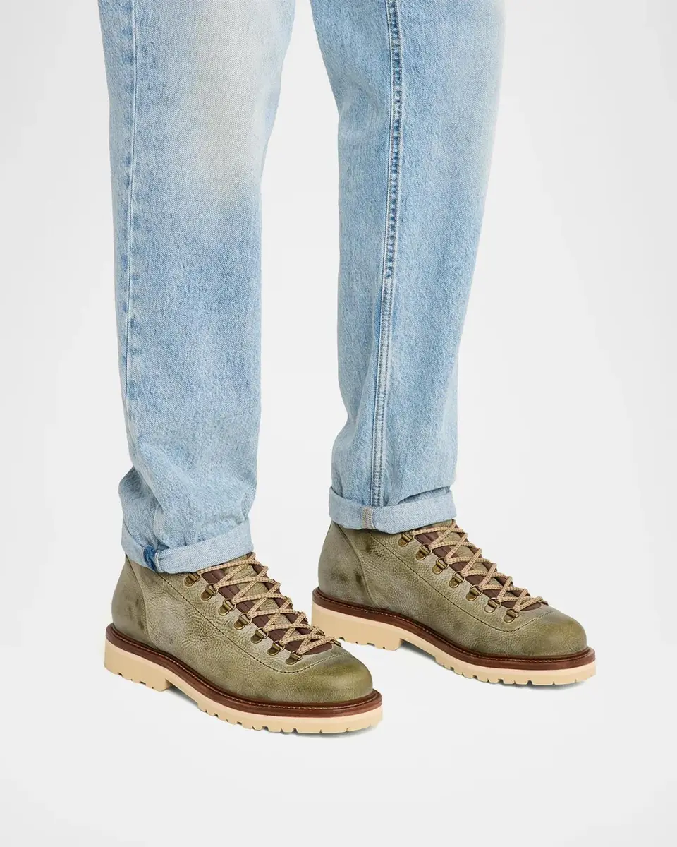 Brunello Cucinelli Men's Leather Lug-Sole Ankle Boots | Thumbnail 2 Brunello Cucinelli Men's Leather Lug-Sole Ankle Boots | Thumbnail 2