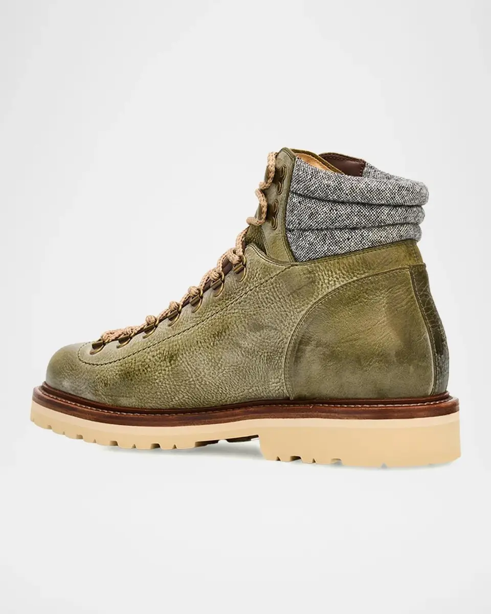 Brunello Cucinelli Men's Leather Lug-Sole Ankle Boots | Thumbnail 4 Brunello Cucinelli Men's Leather Lug-Sole Ankle Boots | Thumbnail 4