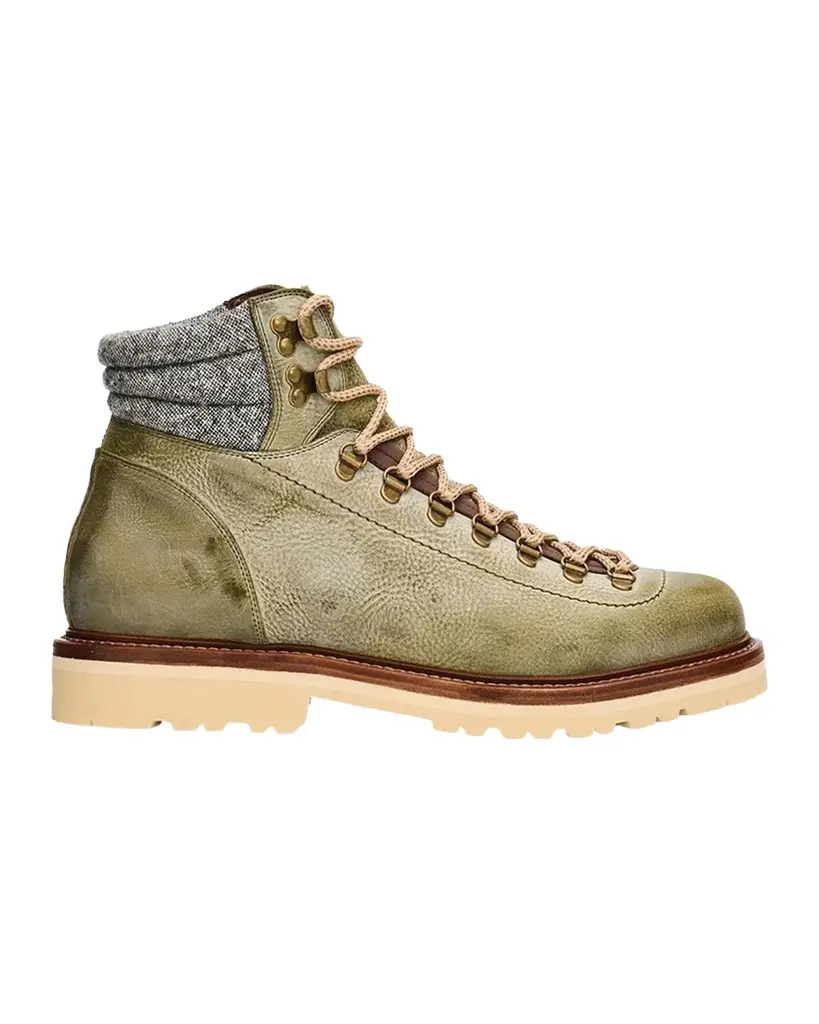 Brunello Cucinelli Men's Leather Lug-Sole Ankle Boots