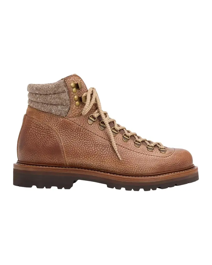 Brunello Cucinelli Men's Leather Lug-Sole Ankle Boots