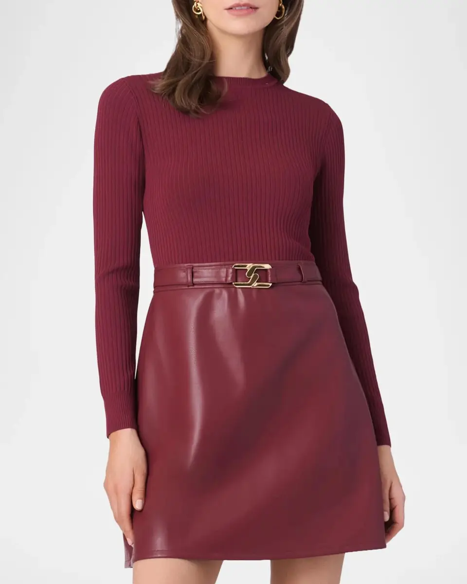 Shoshanna Buckle-Embellished Mixed Media Mini Dress | Thumbnail 3 Shoshanna Buckle-Embellished Mixed Media Mini Dress | Thumbnail 3