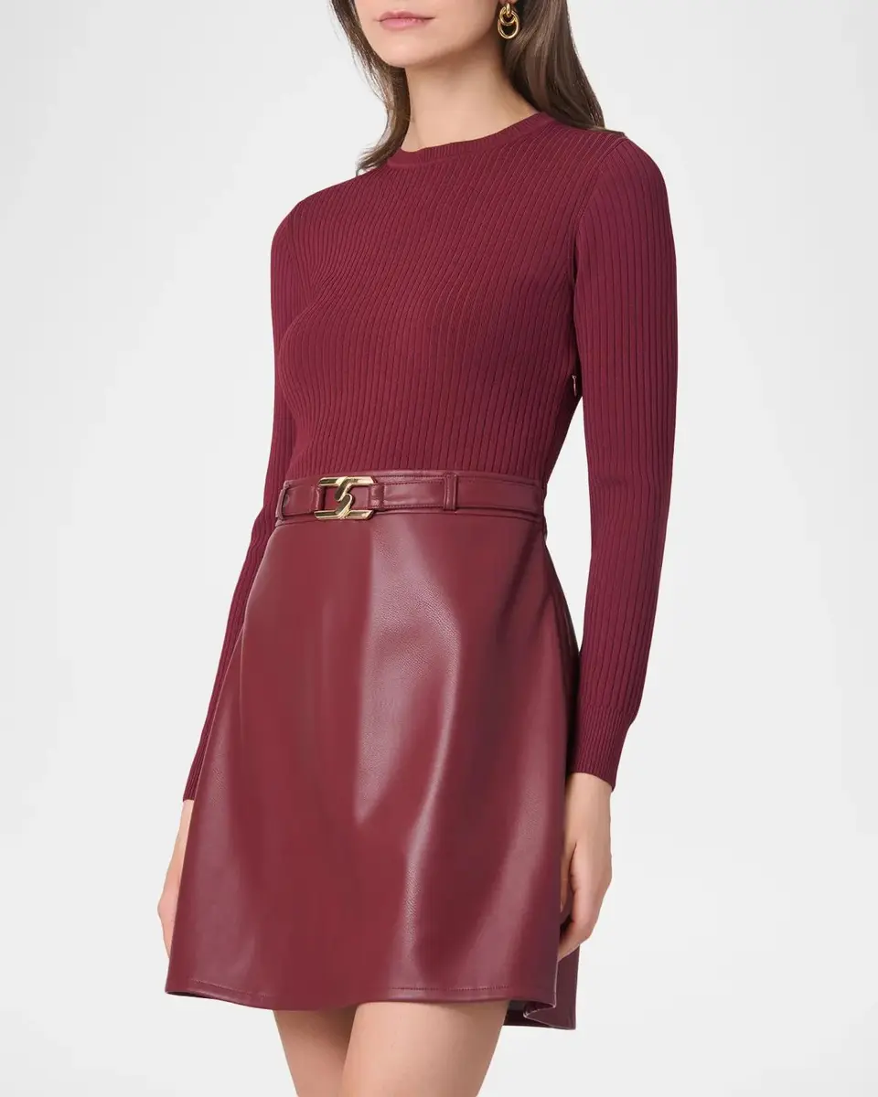 Shoshanna Buckle-Embellished Mixed Media Mini Dress | Thumbnail 4 Shoshanna Buckle-Embellished Mixed Media Mini Dress | Thumbnail 4