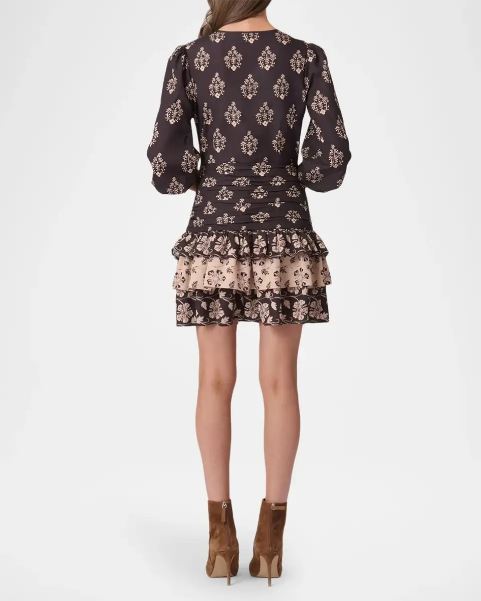 Shoshanna Janelle Tiered Floral Crepe De Chine Mini Dress | Thumbnail 2 Shoshanna Janelle Tiered Floral Crepe De Chine Mini Dress | Thumbnail 2