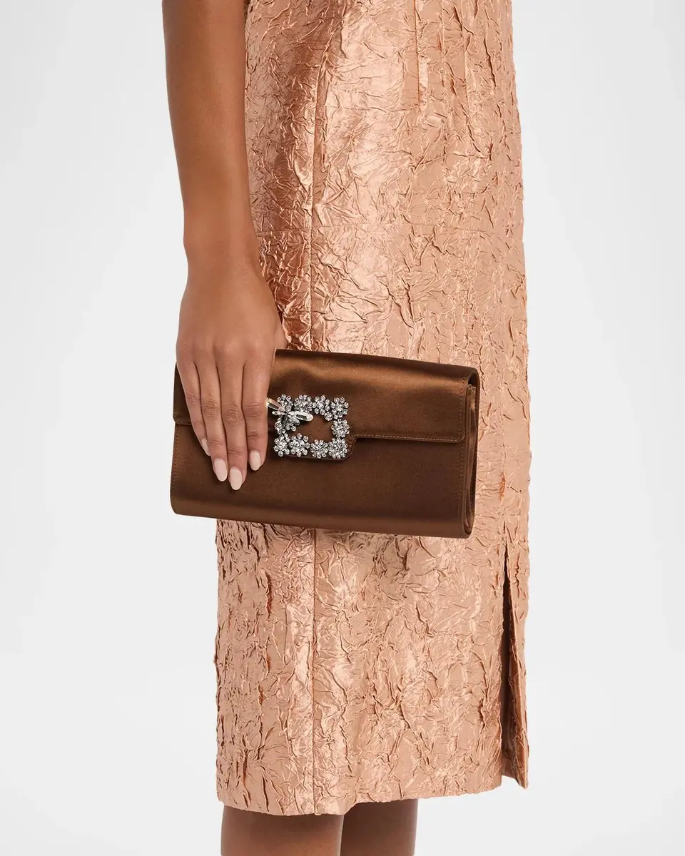 Roger Vivier Efflorescence Rhinestone Buckle Satin Clutch Bag | Thumbnail 2 Roger Vivier Efflorescence Rhinestone Buckle Satin Clutch Bag | Thumbnail 2