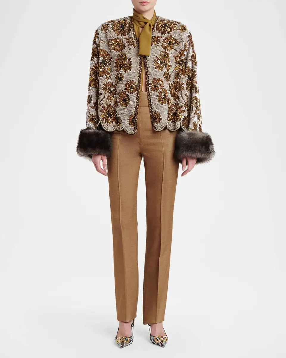 Valentino Garavani High Rise Wool-Silk Straight-Leg Trousers | Thumbnail 2 Valentino Garavani High Rise Wool-Silk Straight-Leg Trousers | Thumbnail 2