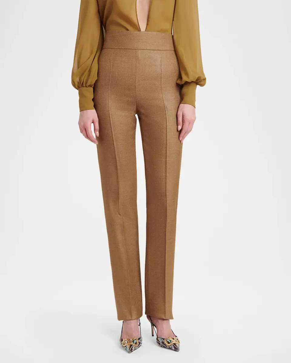 Valentino Garavani High Rise Wool-Silk Straight-Leg Trousers | Thumbnail 4 Valentino Garavani High Rise Wool-Silk Straight-Leg Trousers | Thumbnail 4