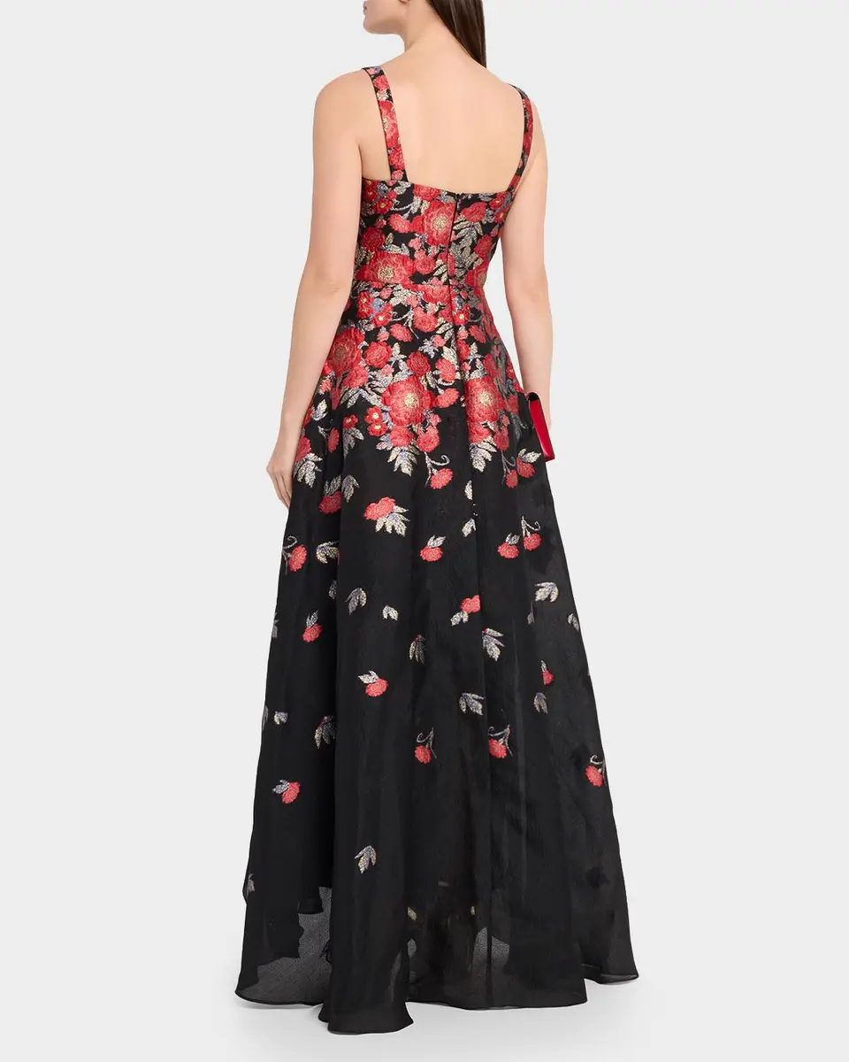 THEIA Ginevra Floral Jacquard Maxi Dress | Thumbnail 3