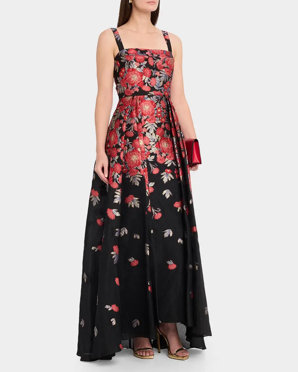 THEIA Ginevra Floral Jacquard Maxi Dress | Thumbnail 4