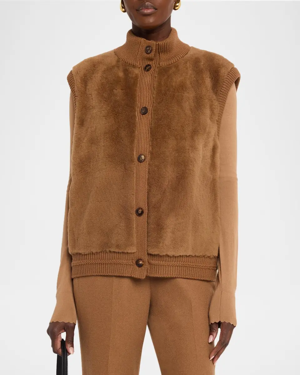 Lafayette 148 New York Button-Front Shearling Vest | Thumbnail 4 Lafayette 148 New York Button-Front Shearling Vest | Thumbnail 4
